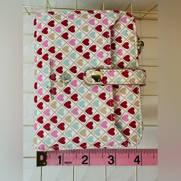 Nanette Lepore Hearts Bifold Wallet in Vegan Leather Red Pink Hearts - Picture 6 of 6